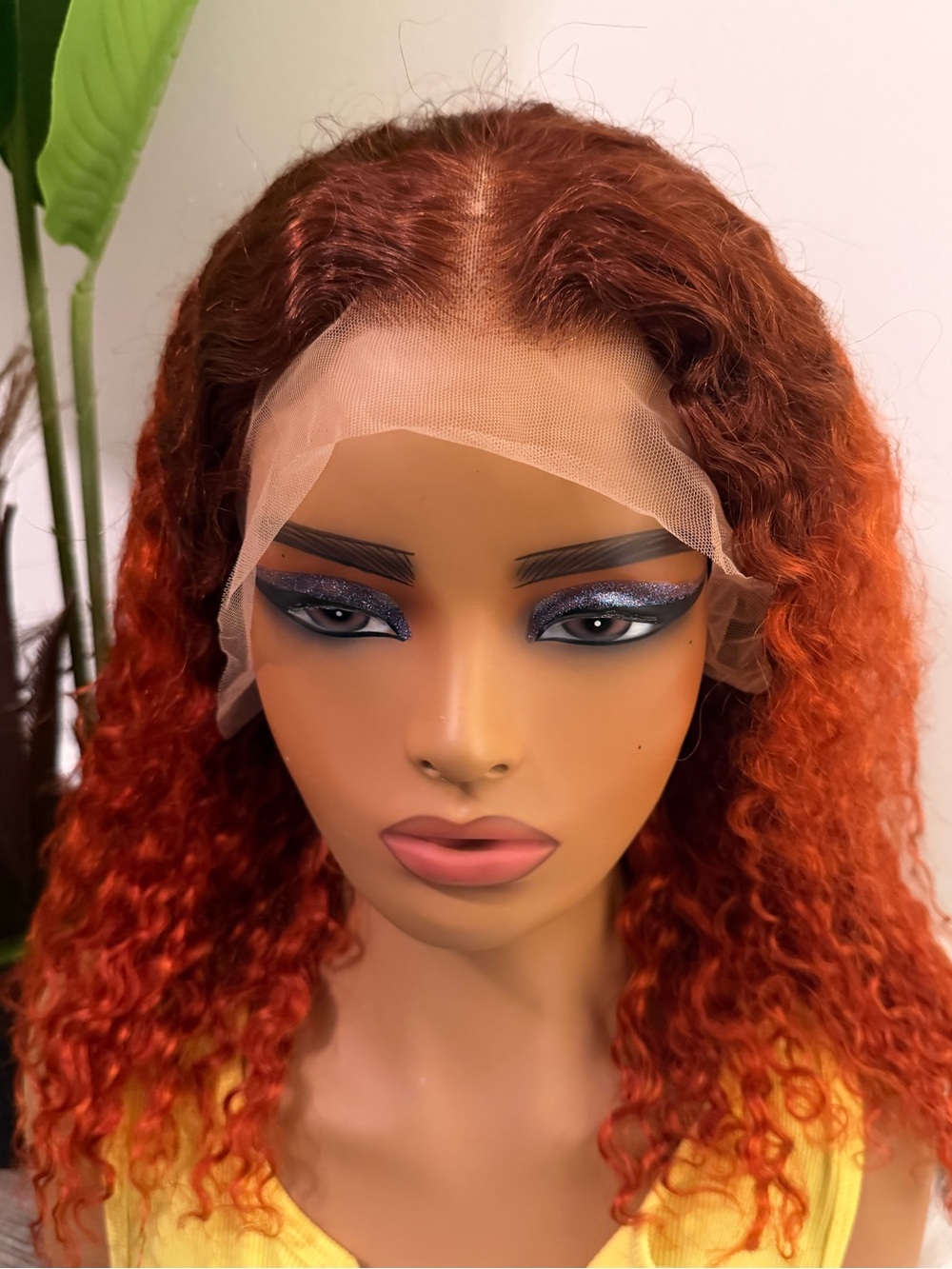 Lace Front Curly Wig in Copper-Orange - Women Hair